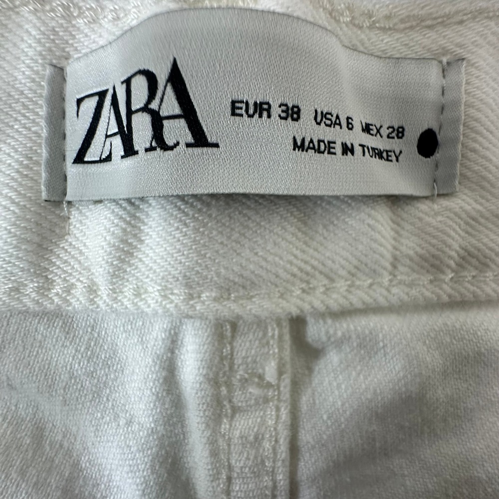 Zara Womens High Rise Straight Leg Jeans Off White Cream Button Fly Size 6 28 - Picture 2 of 9